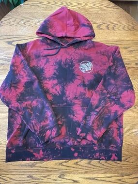 Santa Cruz Hoodie in Maroon & Black Tie-Dye
